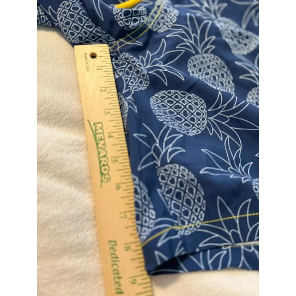Capelle Hybrid Swim Trunks Mens M Blue Pineapple‎ Print Yellow Drawstring lined
